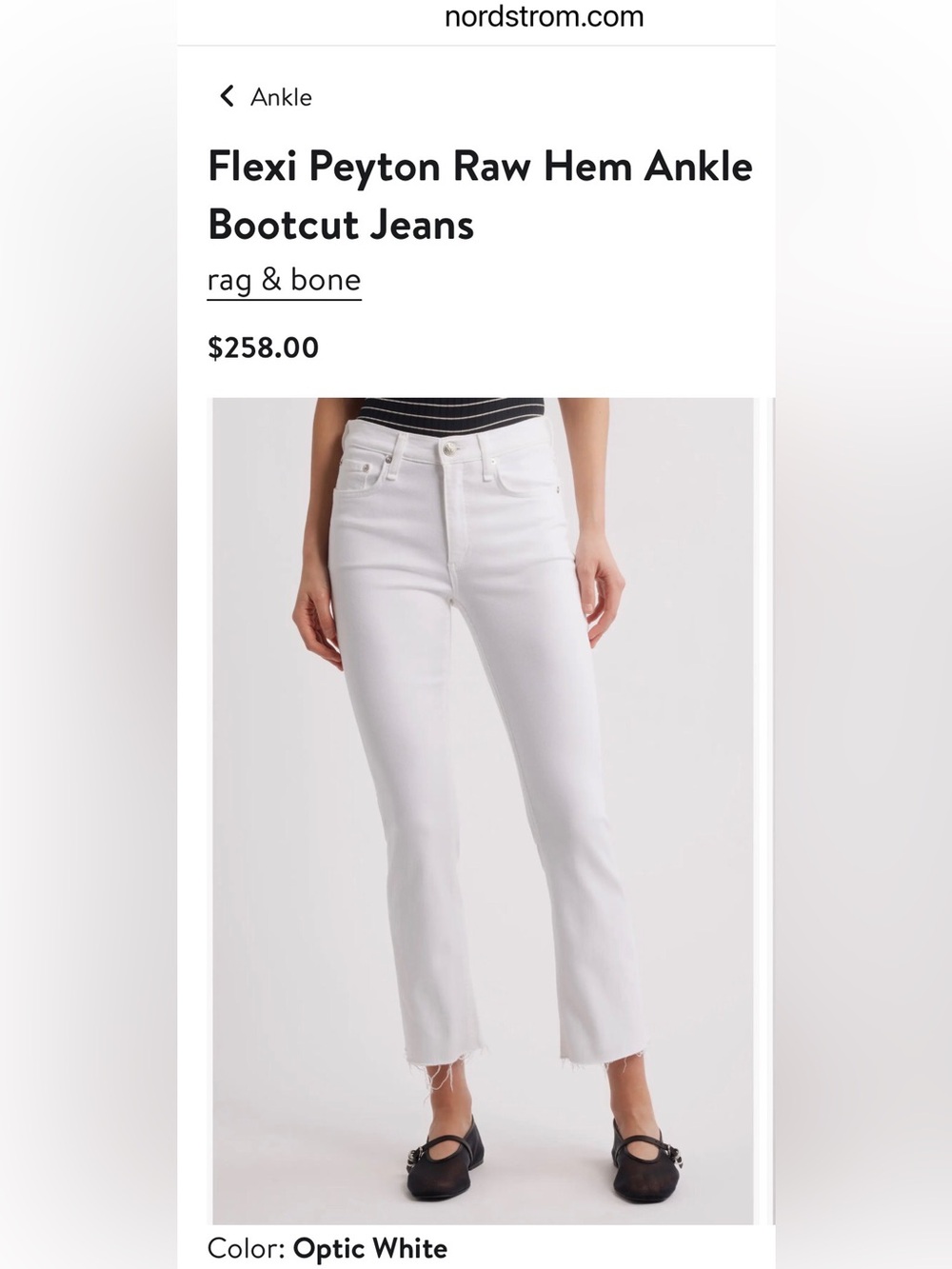 RAG AND BONE White Flare Raw Hem Jeans